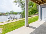 River views with outdoor dining table and gas grill
